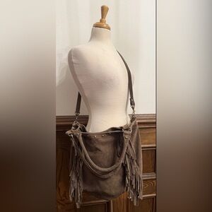 Anthropologie RAJ Suede Studded Fringe Boho Purse Bag Shoulder Handbag